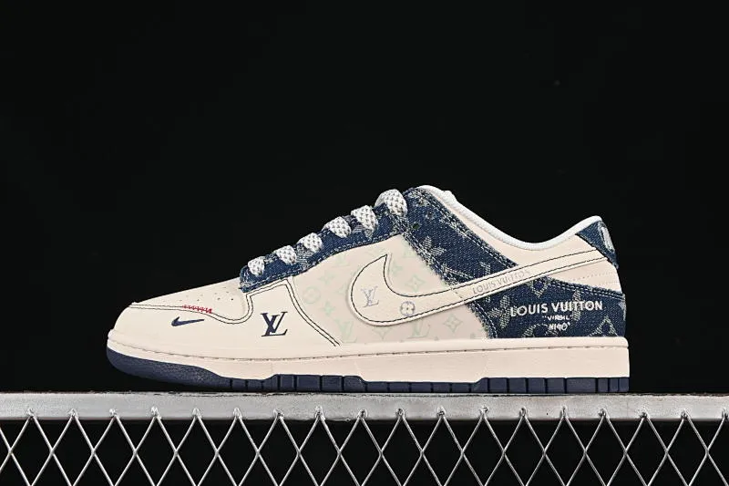 All categories Nk SB Dunk Series Nk SB Dunk Low High-end customized low-top sneakers Nike SB Dunk Low LV joint blue and white hook Anniversary high-end customized low-top casual sneakers YX5066-375
